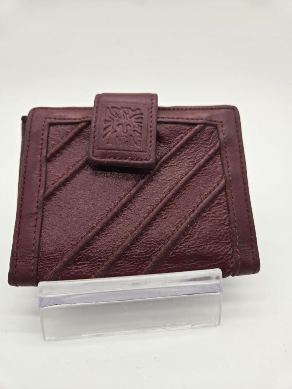 Anne Klein St Thomas Burgundy Leather Bifold Card Holder